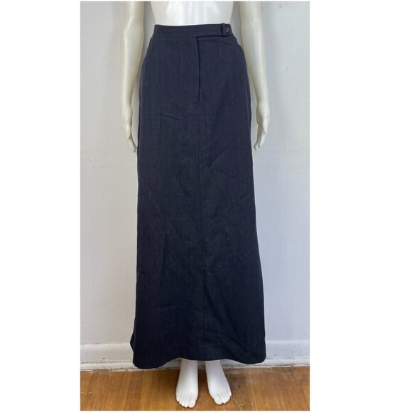 Vintage Twill Wool Maxi Skirt Size Large (14) 32" Waist 1990s Dark Blue A-Line - Picture 4 of 5